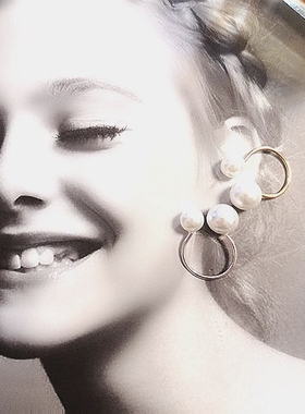 日韩风镀金不对称夸张珍珠戒指