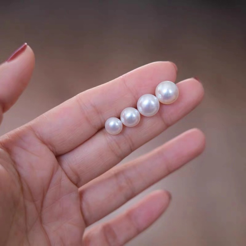 正品天然珍珠耳环耳钉 白色正品强光925银耳饰 包邮 - 图1