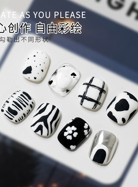 美甲彩绘胶免洗黑白色法式画花点缀勾线手绘花朵甲油胶美甲店专用