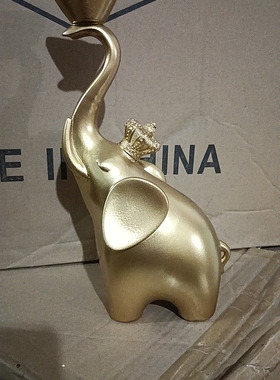 招财乔迁家居树脂轻摆件奢酒柜全大象新居电视柜高档客厅装饰品