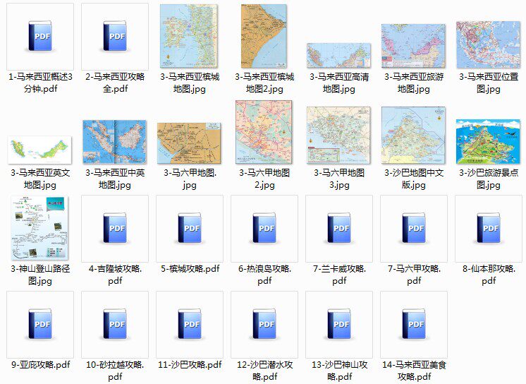 马来西亚吉隆坡沙巴马六甲槟城旅游地图美食攻略(电子版)自由行