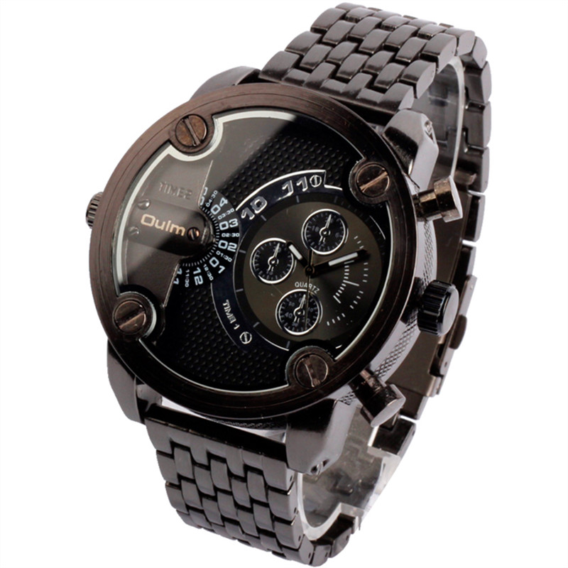 5cm Big Face Men Watches Fashion Stainless Steel Band Clock - 图3