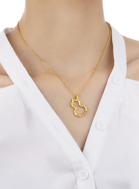 朵素几何爱心镀金微镶锁骨链