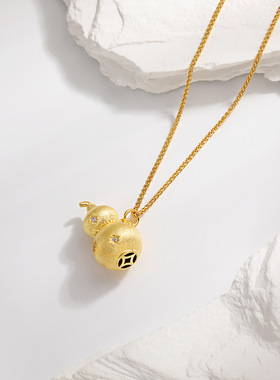 朵素古法拉丝葫芦吊坠毛衣链女