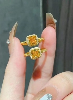 正品越南沙金素圈小方糖戒指招财转运小众活口指环显白小仙女戒子