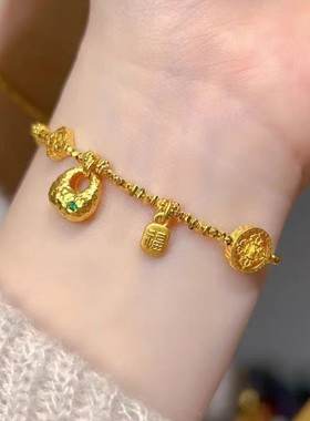 爆闪碎金子沙金坨坨手链女新款蹦迪珠藏式手串手环百搭女友礼物