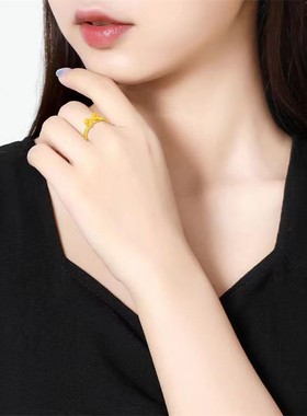 2024新款爆款正品沙金超仙蝴蝶戒指女ins小众轻奢不掉色开口可调