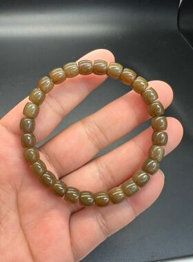 天然和田玉且末糖料卡6mm直切手串新疆玉石老型珠手链简约送礼物