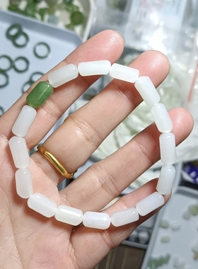 天然新疆和田玉白玉随型手串珠链男女款礼物手饰玉石料子细腻油润