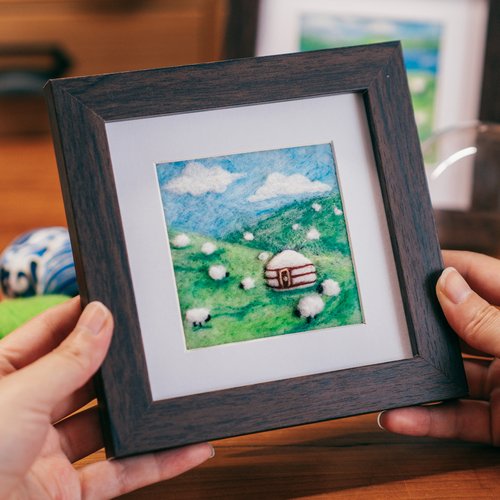 草原蒙古包相框画摆件羊毛毡戳戳乐手工diy材料包节日生日礼物 - 图3