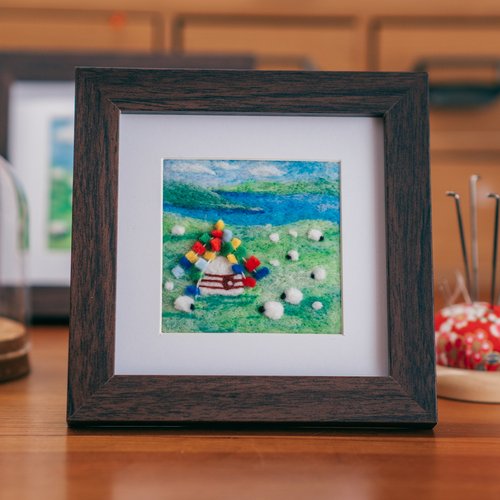 草原蒙古包相框画摆件羊毛毡戳戳乐手工diy材料包节日生日礼物 - 图1