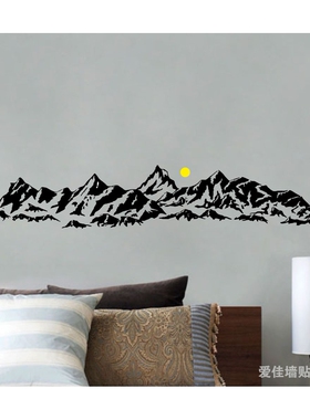雪山雪峰风景图案墙贴包邮客厅沙发墙面装饰画平面防水贴北欧餐厅
