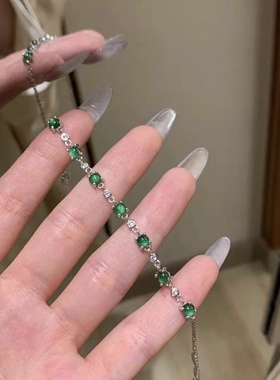 s925银天然阳绿翡翠手链简约小众高级感时尚设计款女