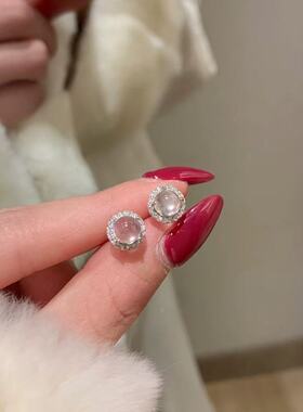 s925银天然水沫玉小灯泡耳钉