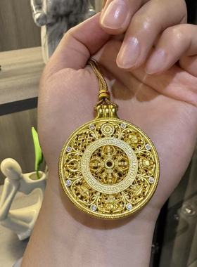 沙金点钻福运八宝镶钻罗盘金刚杵吊坠韦雪同款罗盘挂坠