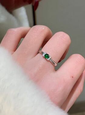 天然阳绿翡翠戒指时尚小清新