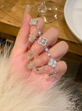 智能手环四叶草高版本五花手链幸运花玫金双面满钻白贝母V金材质