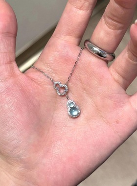 小红薯爆款天然蓝水翡翠葫芦项链S925银新中式清冷感配饰高级感