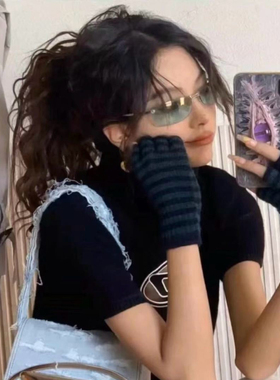 中古风港风老钱风vintage墨镜何丹彤太阳眼镜男女浅色系列无框新