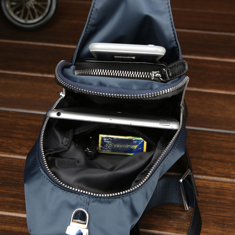 潮牌男士胸包2025新款潮防水牛津帆布配真皮个性休闲单肩斜挎背包,淘宝优惠券,粉丝福利购,淘宝优惠卷