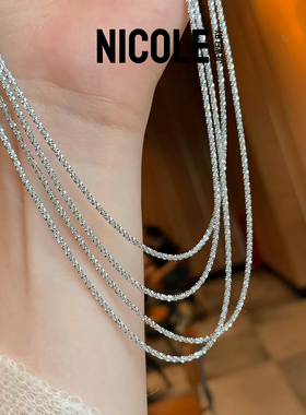 Nicole Jewelry 波光粼粼银链S925项链男女锁骨链裸链爆闪菜花链