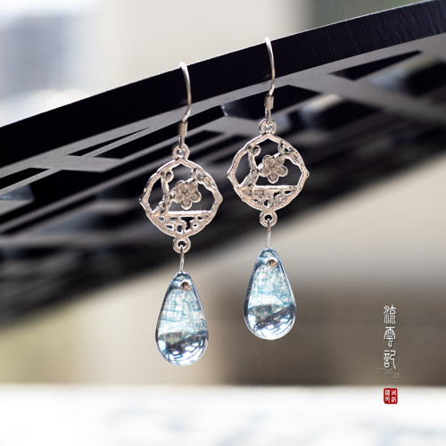 流云记【窗梅】925银耳环古风古典汉服耳饰耳夹日常百搭旗袍送礼 - 图1