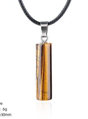 30mm天然水晶圆柱项链跨境欧美简约风玛瑙原石雕刻圆柱形宝石吊坠