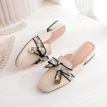 ເກີບແຕະແບບເຄິ່ງທີ່ມີກິ່ນຫອມ Baotou ສໍາລັບແມ່ຍິງທີ່ຈະໃສ່ນອກ 2024 summer ໃຫມ່ bow lazy ເກີບອິນເຕີເນັດສະເຫຼີມສະຫຼອງ sandals heel ຫນາ