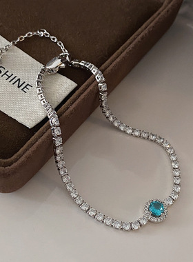 正品蓝宝石满钻手链女款2025新款手饰轻奢小众精致感爆闪叠戴手环