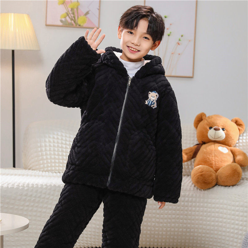儿童睡衣冬季加绒加厚三层夹棉男童法兰绒女童宝宝男孩女孩家居服,淘宝优惠券,粉丝福利购,淘宝优惠卷