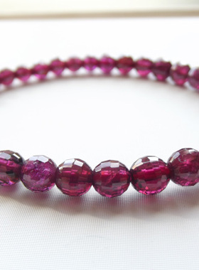 爱和光珠宝 巴西天然玫瑰红/玫红石榴石 手链手串 正品饰品水晶