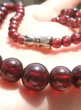 爱和光珠宝  天然巴西玫红+酒红石榴石塔链项链 正品饰品水晶