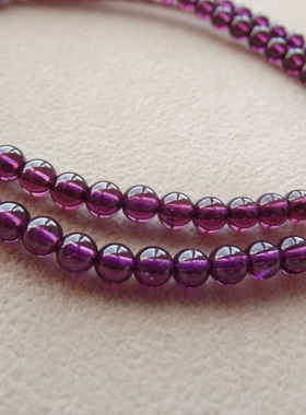 巴西天然玫瑰红石榴石手链 紫牙乌108颗 多圈多层佛珠 正品水晶