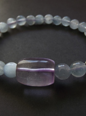 巴西天然海蓝宝 银白猫眼 红云母手链 紫发晶路路通 水晶正品饰品
