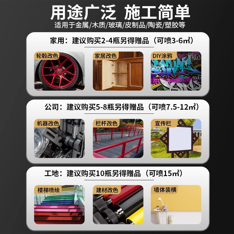 自动喷漆金属防锈漆手摇喷漆木器涂鸦墙面专用车漆红黑色白色银色-图0