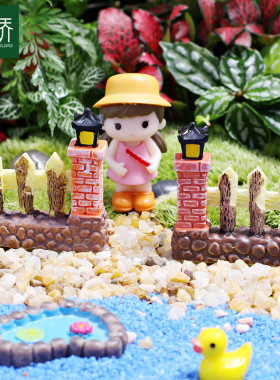 新品盆栽园艺小摆件篱笆门模型路灯室内苔藓微景观绿植大装饰品