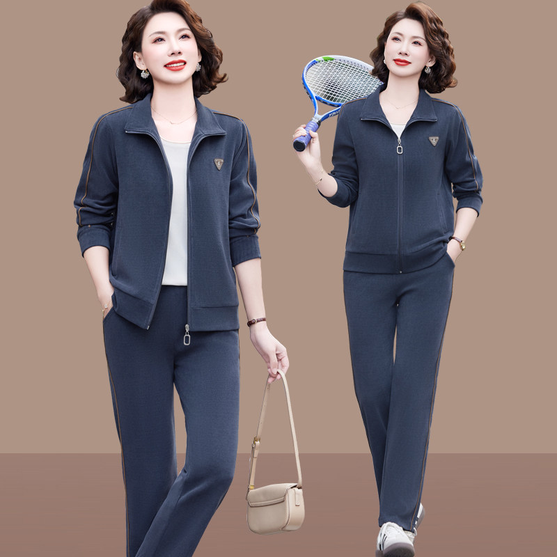 妈妈运动套装春装新款40岁中年两件套女休闲长袖上衣春季女士外套