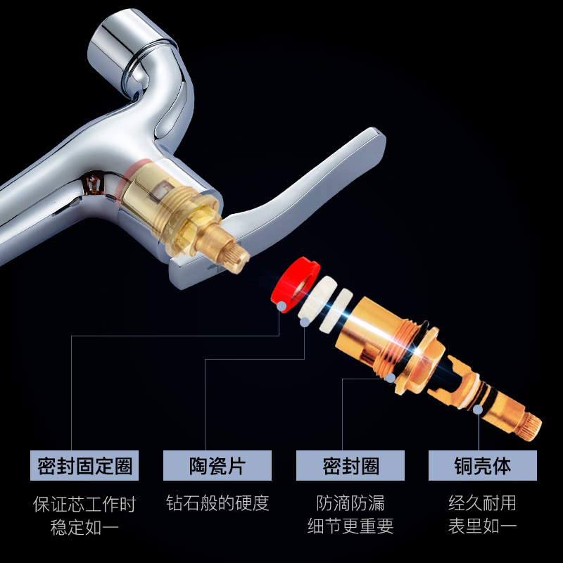 潜水艇拖把池水龙头阳台入墙式快开加长起泡铜水嘴墩布池单冷家用 - 图2