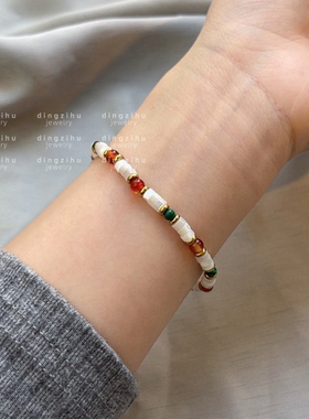 彩色天然石串珠子手链小众高级感轻奢精致气质女生手饰品闺蜜手串