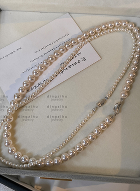 S家澳白色正圆珍珠项链女士高档复古气质脖子配饰2025新款锁骨链