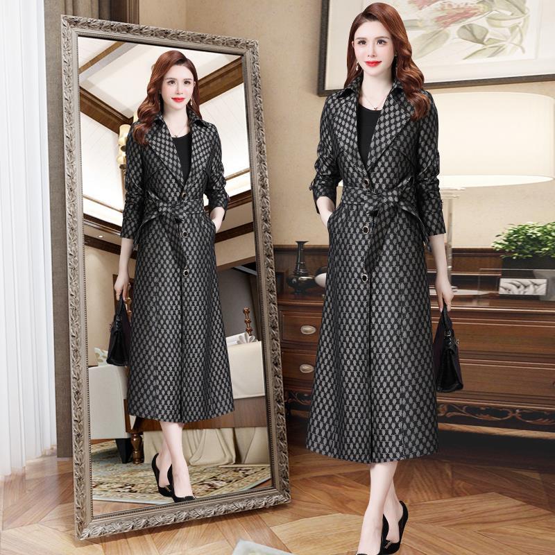 风衣女长款2025新款大衣过膝流行英伦风垂感收腰气质显瘦时尚外套 - 图0