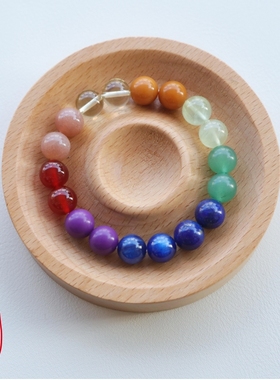 DIY七彩手链彩虹手串玛瑙玉石串
