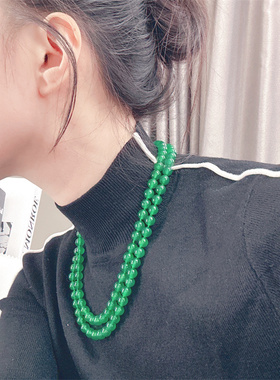 绿玉髓锁骨链女双层首饰气质百搭