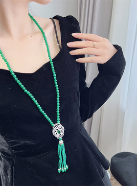 玛瑙玉髓毛衣链女复古时尚百搭