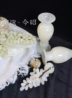 阿富汗玉石葡萄工艺品苹果样板间家居客厅桌面进口大理石软装饰品