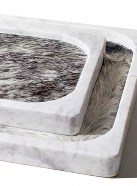 现代简约轻奢大理石马毛正方形托盘样板间家居玄关桌面收纳盘摆件