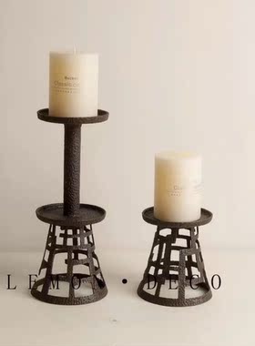 简约复古金属合金蜡烛烛台样板间酒店民宿餐桌桌面创意烛台摆件