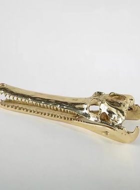 现代简约轻奢金色金属鳄鱼骨头摆件样板间组合搭配软装饰品摆件