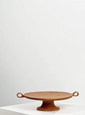 现代简约中古风双耳实木托盘样板间客厅餐厅桌面水果盘装饰品摆件