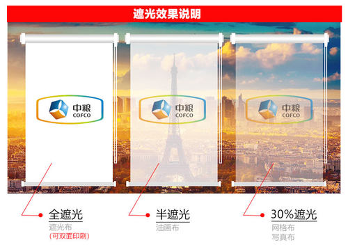 定制优质办公室工程工厂商铺公司广告LOGE窗帘全遮光 半遮光卷帘 - 图1